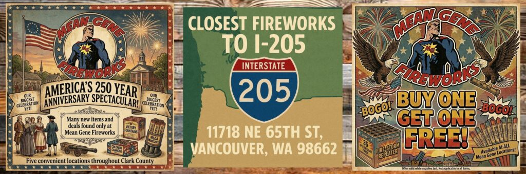 Closest Fireworks To Interstate 205 Vancouver WA - Mean Gene Fireworks
